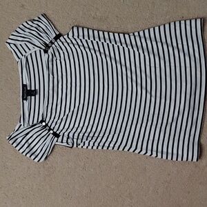 White House Black Market Black and White Striped Blouse